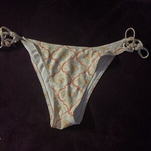 Source Unknown Cream and Orange Patterned Bikini Bottom